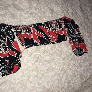 Red and Black Floral Crop-Top